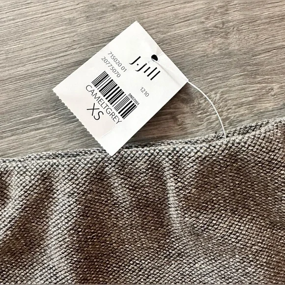 NWT XS j. Jill camel light grey tweed pencil suit skirt office casual work - Picture 2 of 6